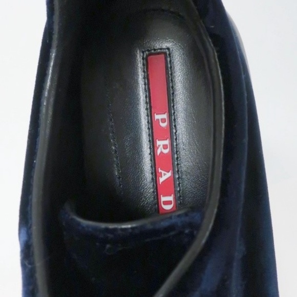 Prada Linea Rossa Velvet Platform Sneaker Navy Siz - Picture 8 of 8